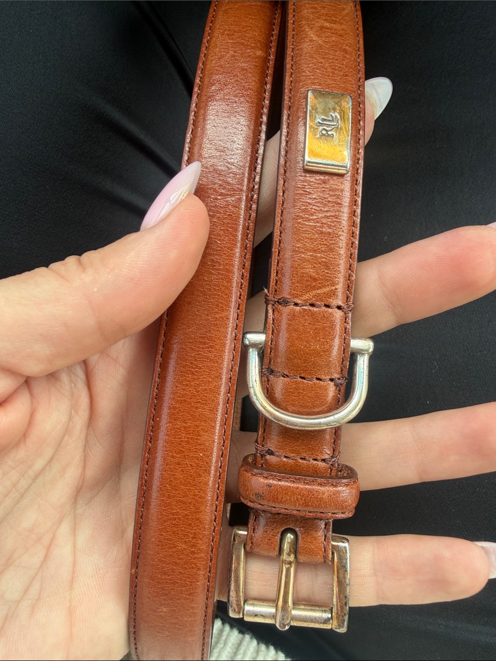Vintage Polo by Ralph Lauren Brown Leather Belt with Gold Hardware